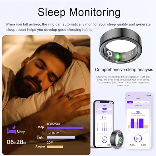 Smart Ring Health Tracker - 24/7 Heart Rate Blood Oxygen Sleep Tracking