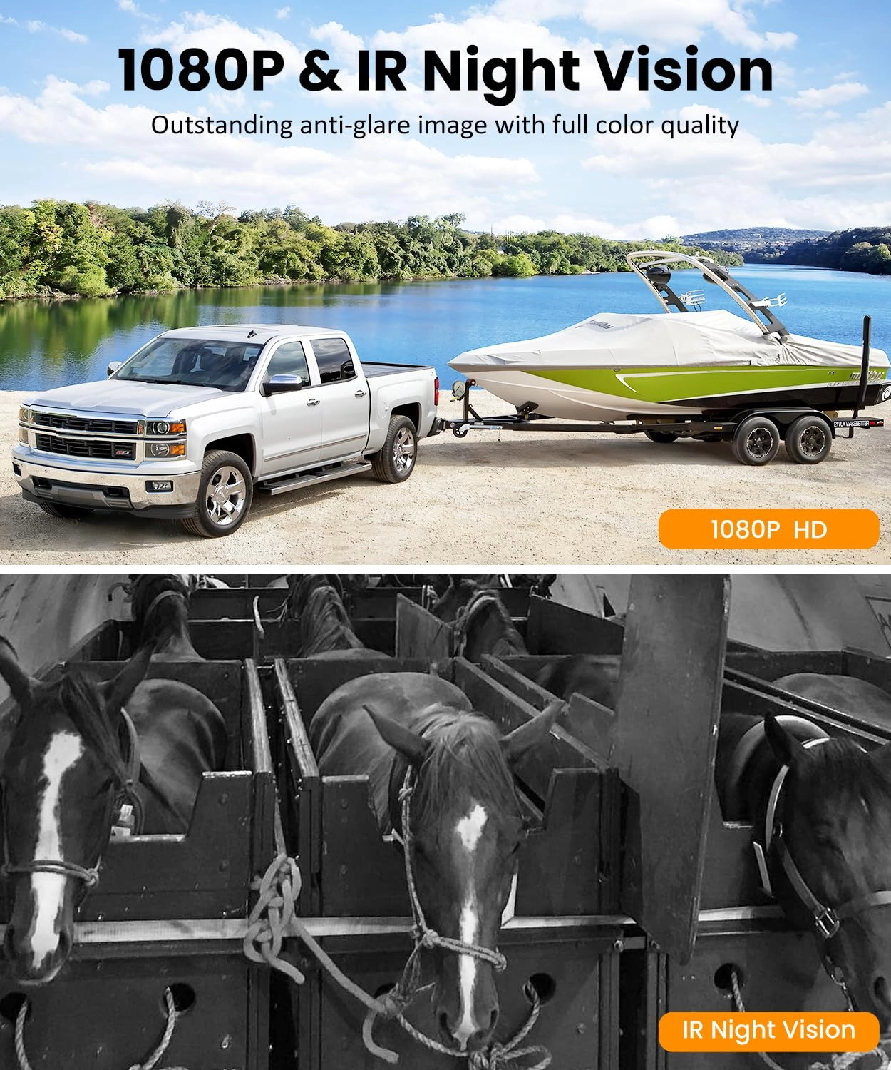 Dual Camera Car Reversing Camera System - Night Vision Wireless 1080p