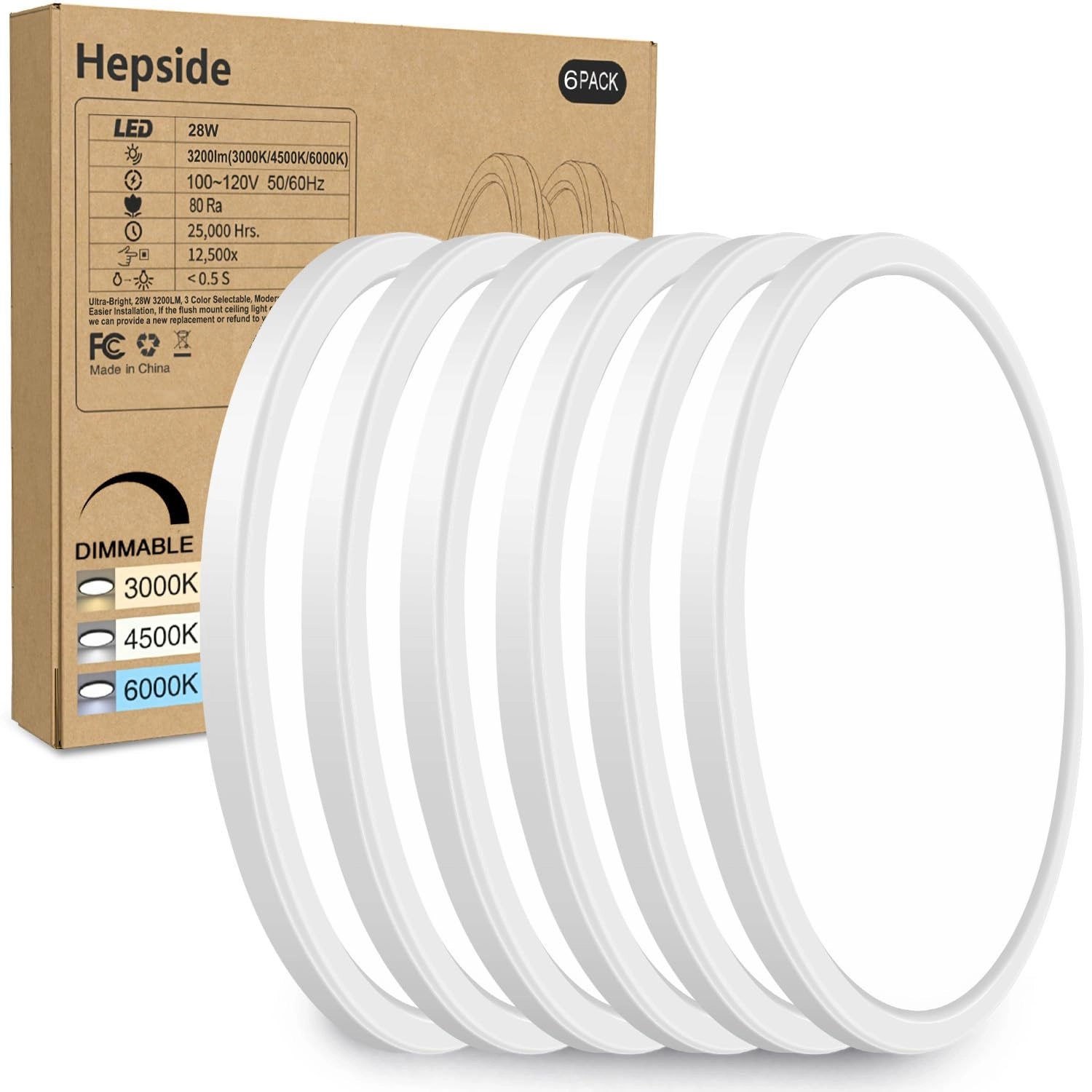 hepside CL02A-6-WT - 3000K-4500K-6000K Dimmable