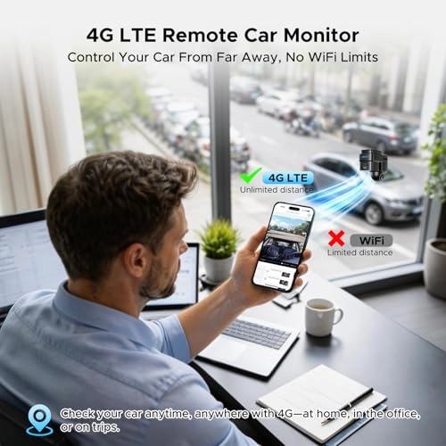 Cellular Car Security Camera - 4G LTE GPS Tracker Dual Dash Cam