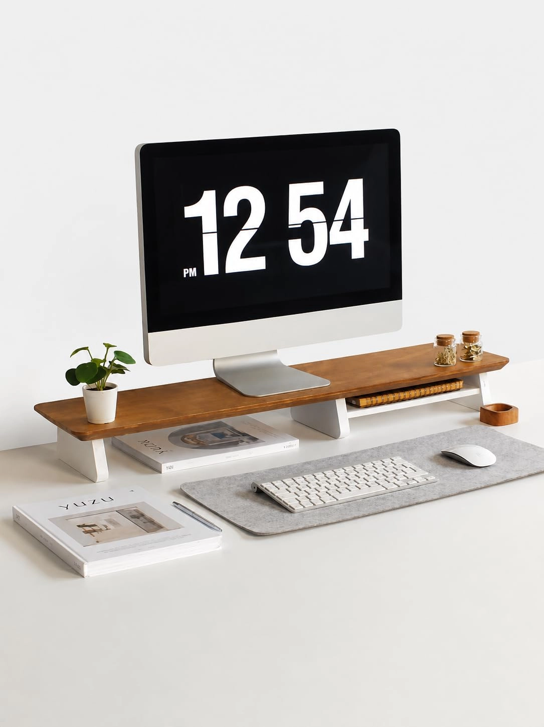 Carpentray Store Wooden Monitor Stand - 90cm Long Storage Shelf