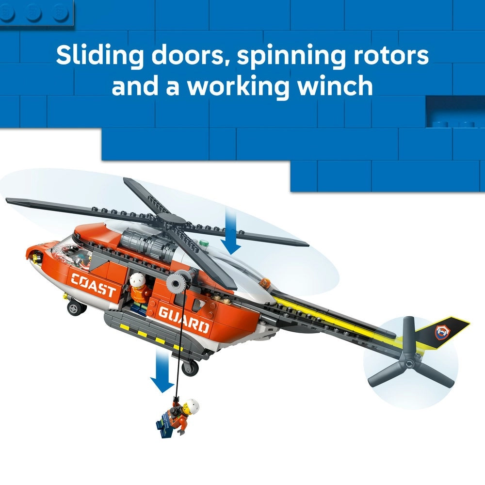City Coast Guard Helicopter - Emergency Vehicle 4 Minifigures