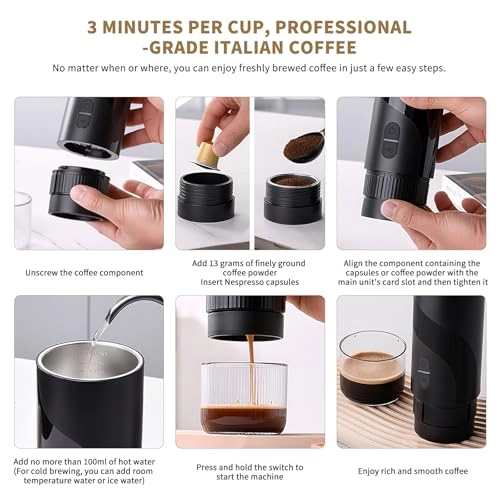 Portable Coffee Machine - 100 Milliliters Grounds&Capsules