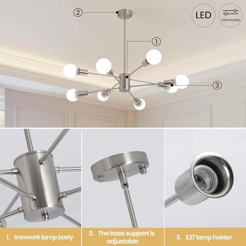 8-Light Sputnik Pendant Chandelier - 86cm-116cm