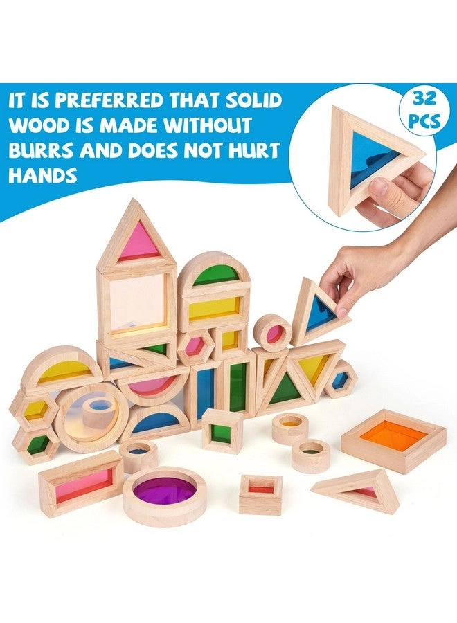 Wooden Rainbow Building Blocks - 32 pcs