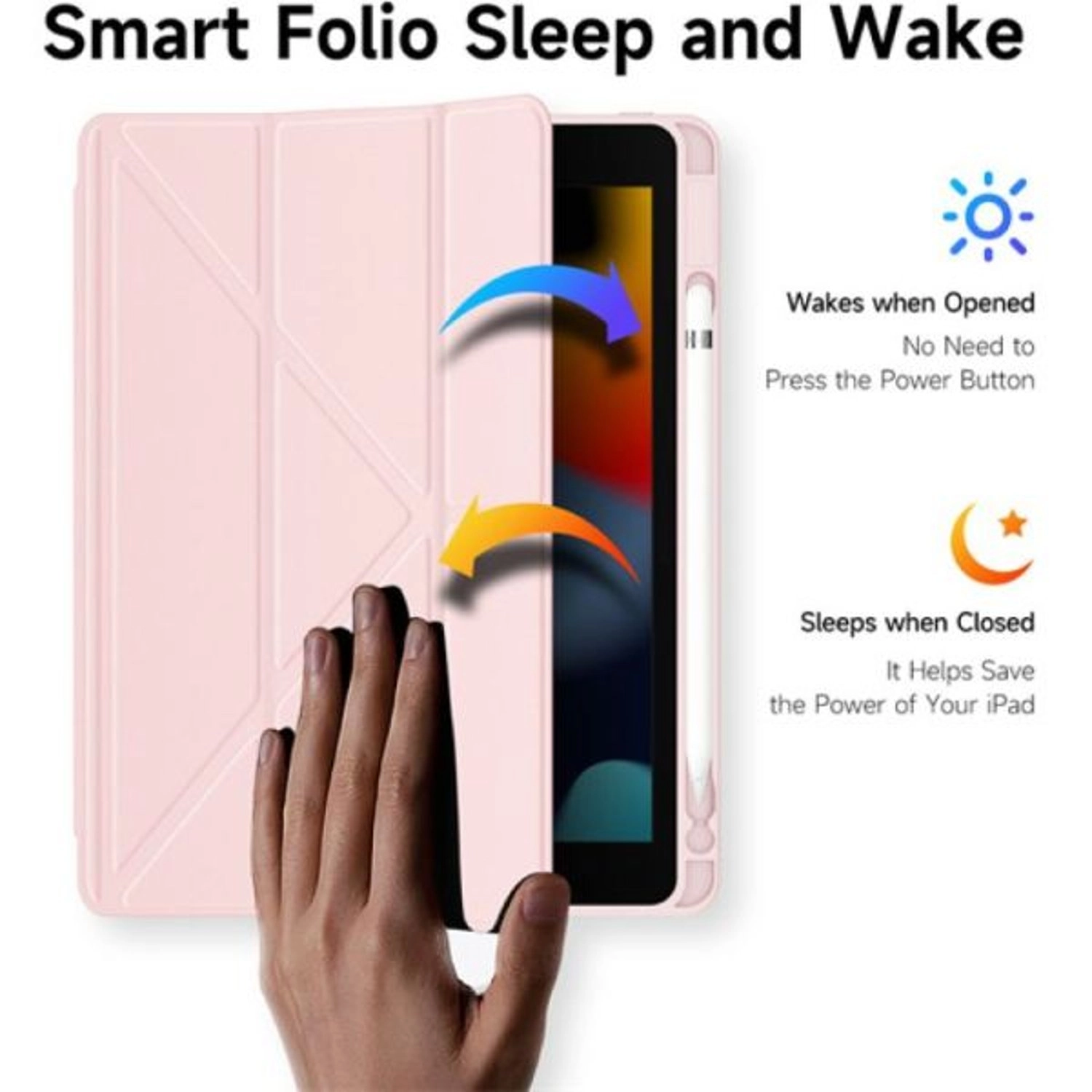 Smart Folio Case with Pencil Holder for iPad 7/8/9 10.2-inch