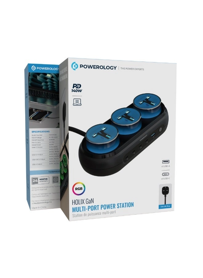 GaN Multi-Port Power Station - 160W 140W PD 1× USB-A 4× USB-C