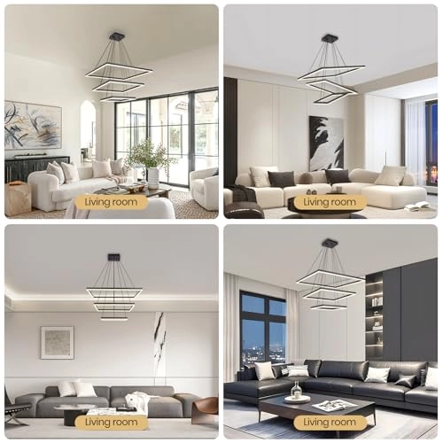 Modern LED 3-Square Chandelier - 3000K-6000K Dimmable
