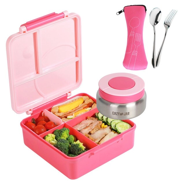 SAM BOX FZE Jumbo Lunch Box - 1600ml + Stainless Steel Food Jar - 290ml + Spoon & Fork