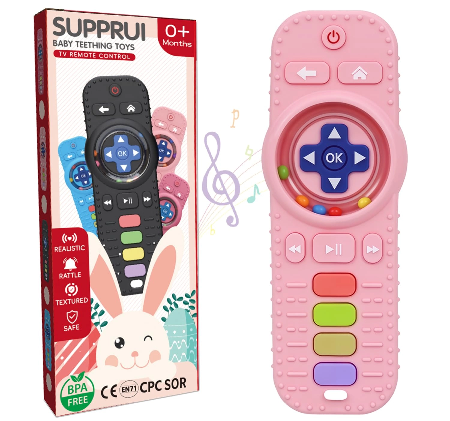 supprui Remote Control Baby Rattle Teether - Plastic Ring, Silicone