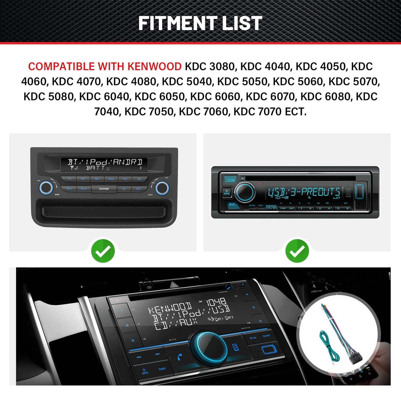 Car Stereo Wiring Harness - Kenwood KDC KRC KMD