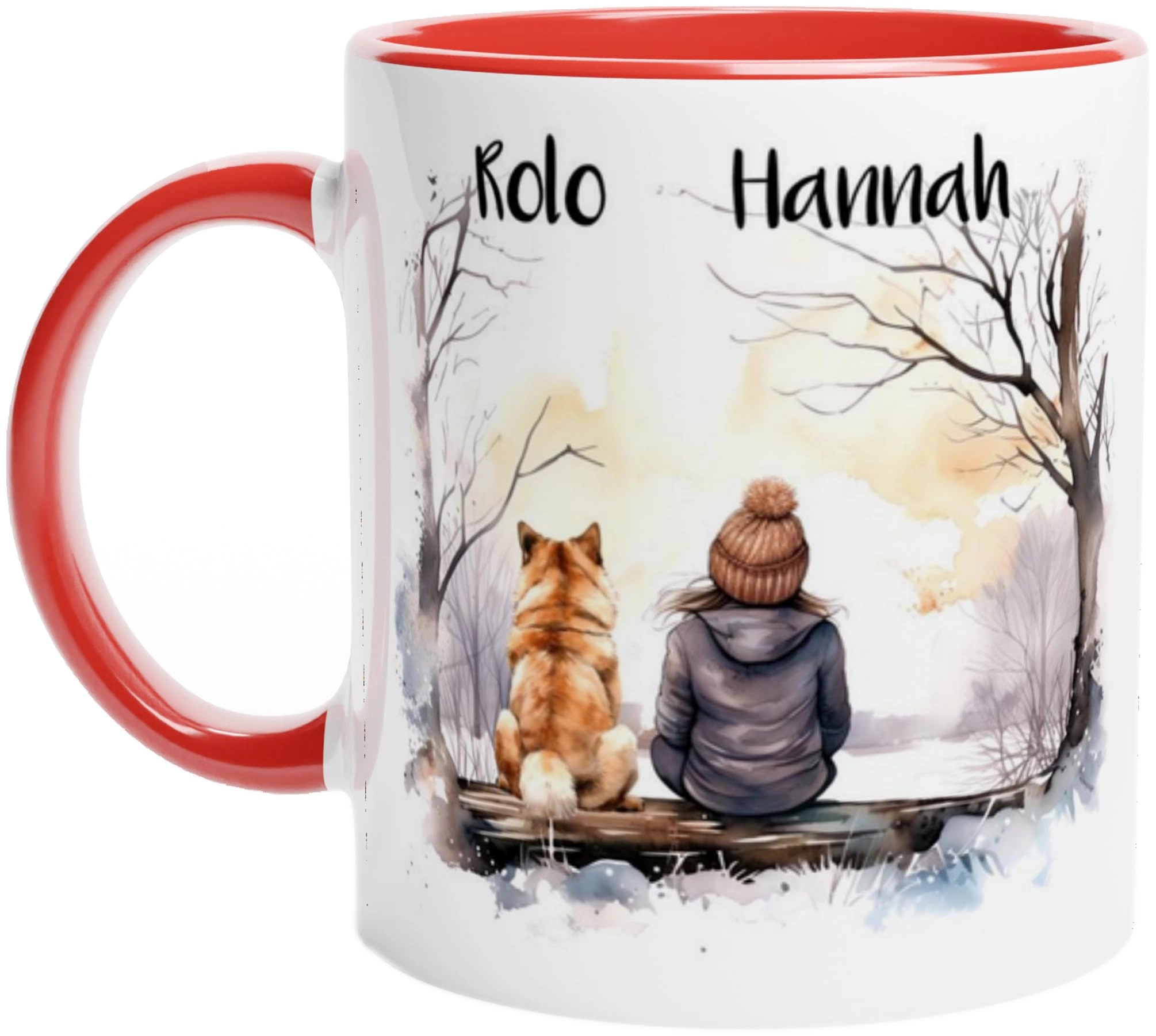 engravables Custom Printed Mug - 1 pcs Winter Woman & Dog 2
