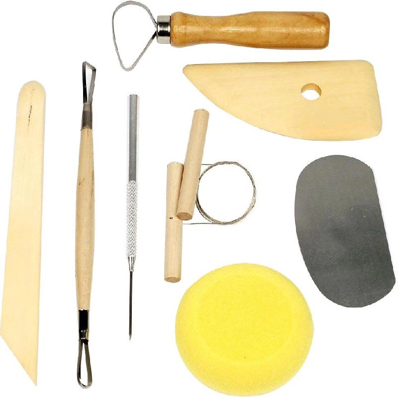 Phoenix Pottery Tool Kit - Sponge/Steel/Wood 8 Pieces