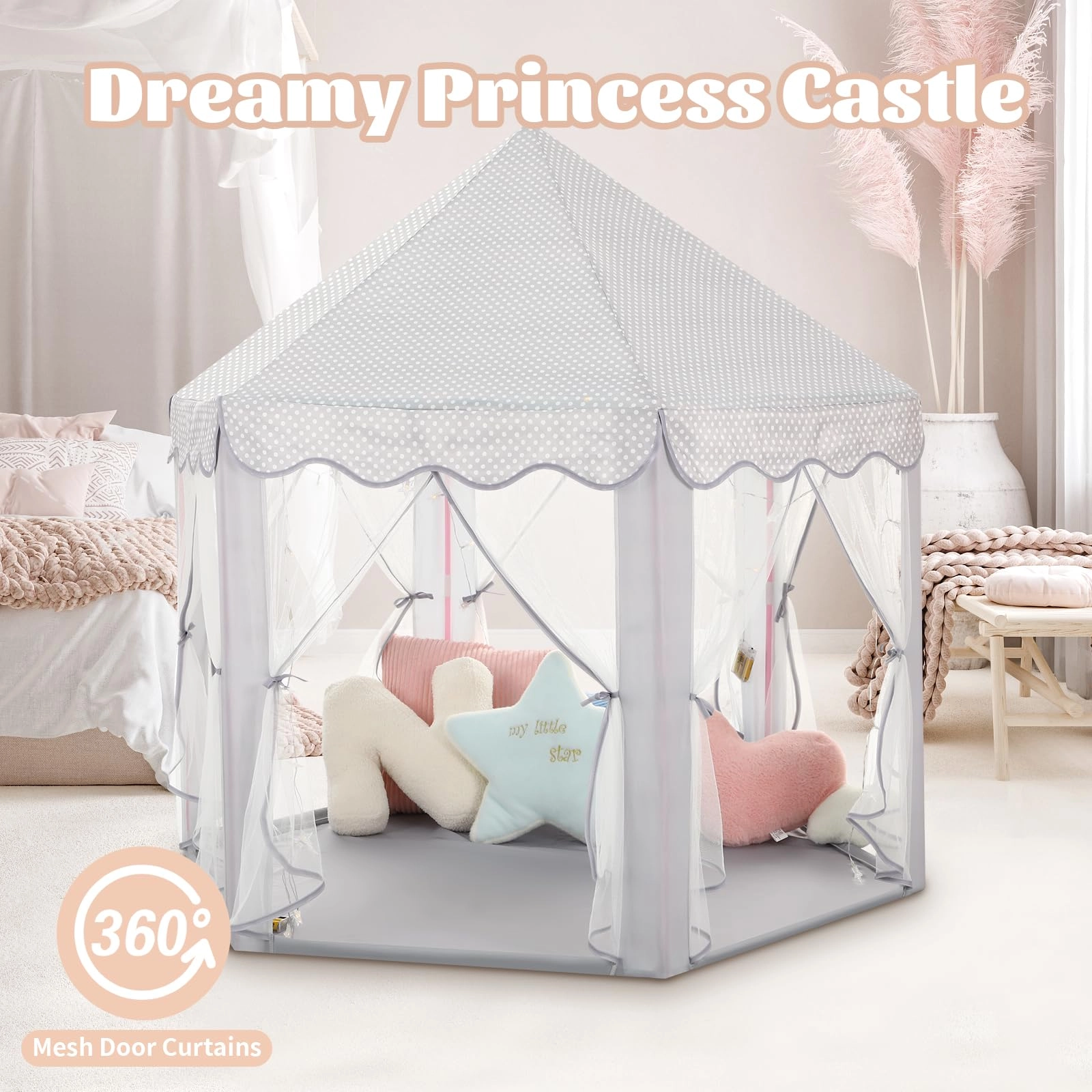 Princess Castle Tent - 52 inches x 48 inches x 52 inches Pink