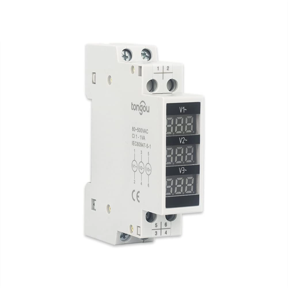 ZHONGE Voltage Meter - 80~500V Three Phase 35mm Din Rail