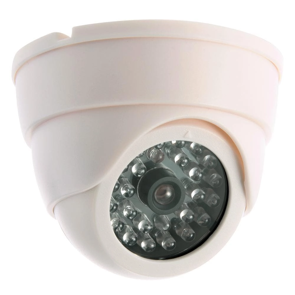 Dummy Security Camera - Solar Powered IR Red LED Light Silver