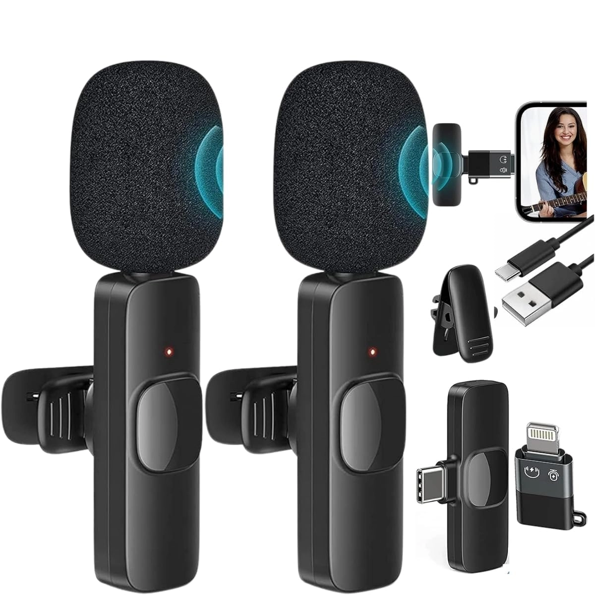 VRJTEC Dual Wireless Lavalier Wireless Microphone - Plug & Play Clip-On Lapel Noise Reduction