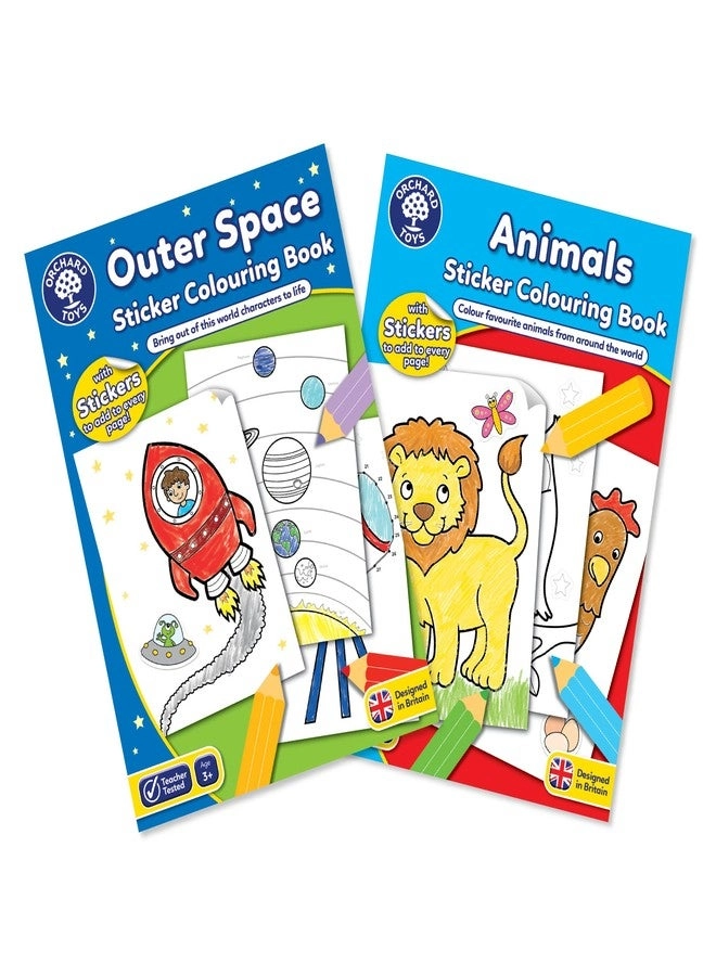 Outer Space + Animals Activity Sticker Book 2 pcs