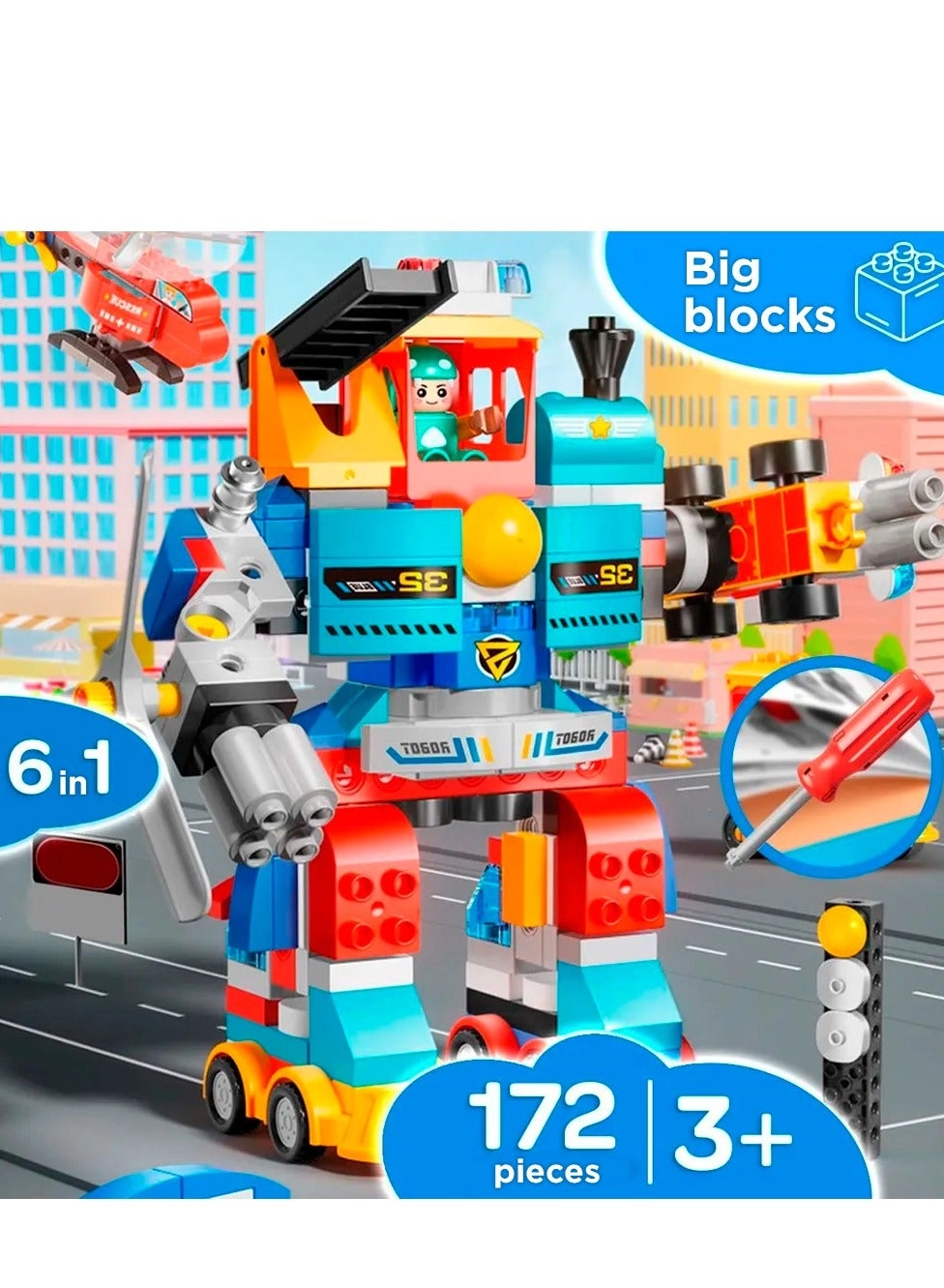 Building Blocks Set - 6-in-1 Robot 172 pcs