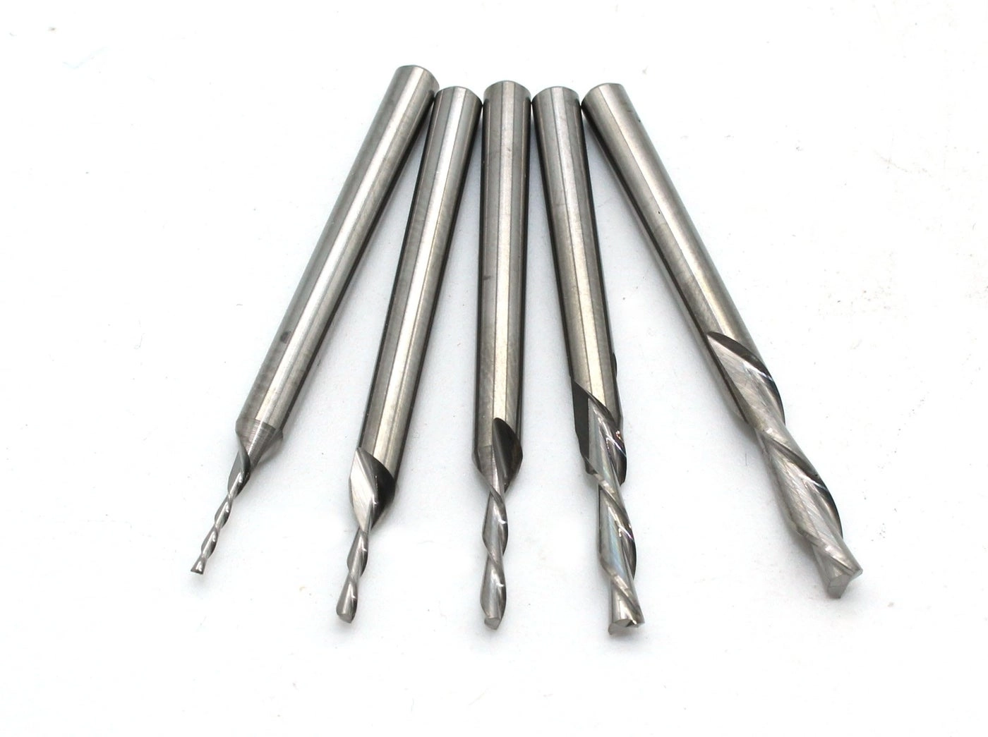 TEMO Carbide Downcut Inlay Router Bits - 1/8, 3/32, 1/16, 3/64, 1/32 Inch Diameter 1/8 Inch Shank 5pc