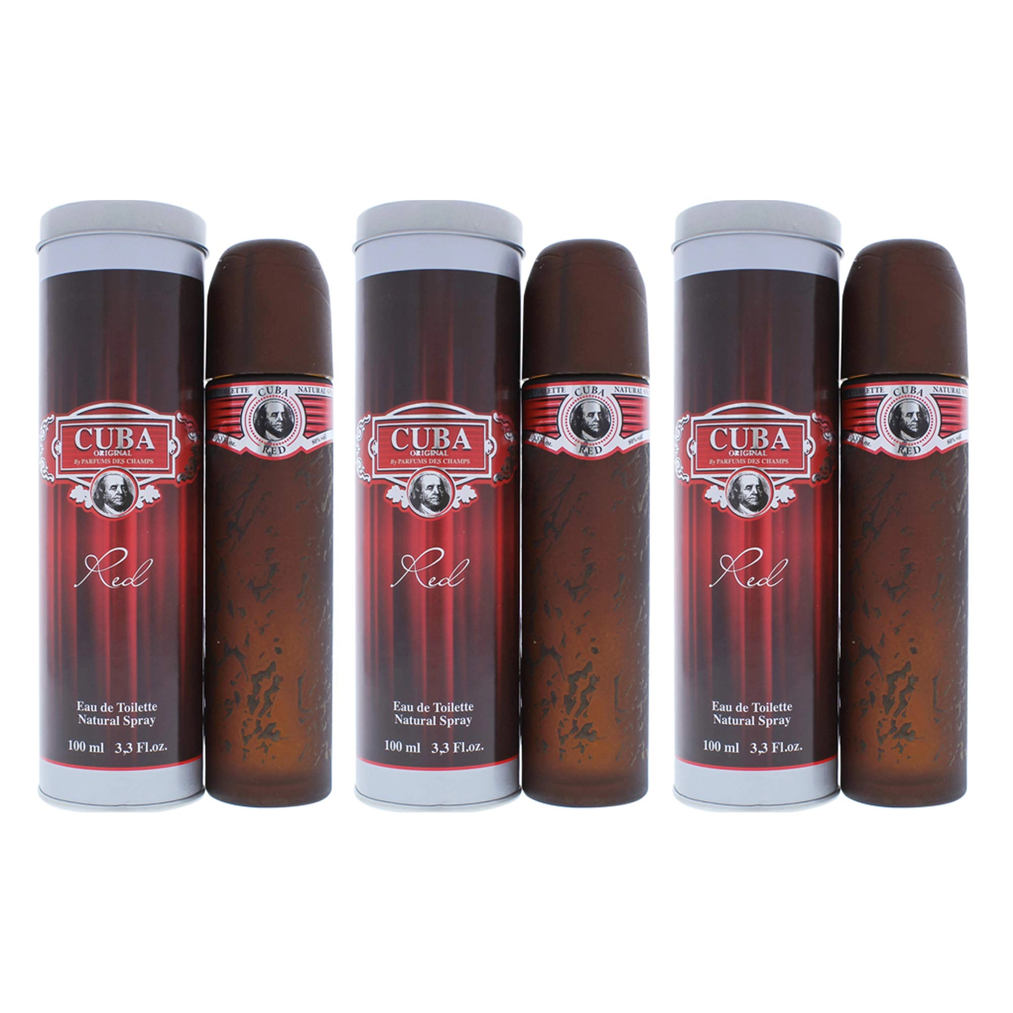 CUBA RED Red - Eau de Toilette 3.3 Oz Pack of 3