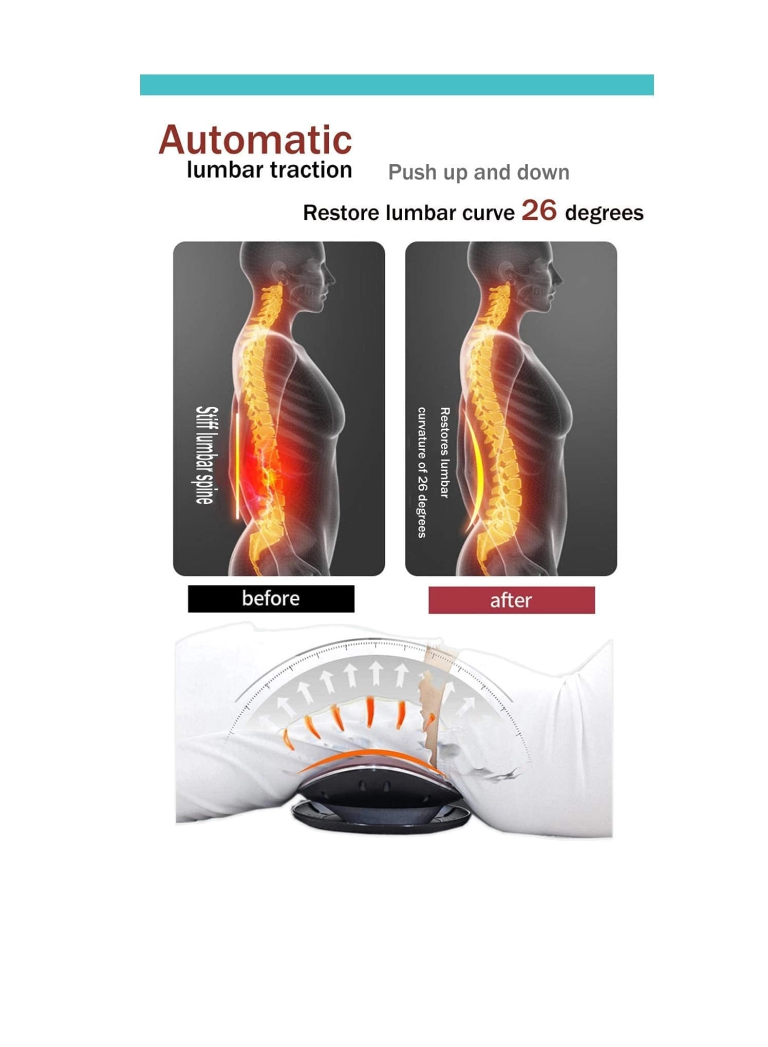 Lower Back Massager - Heat Vibration Airbag Traction