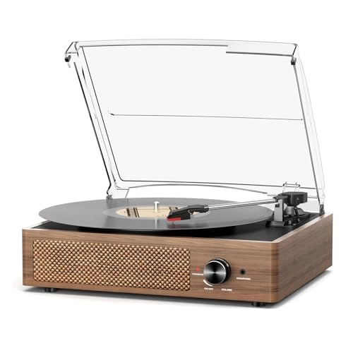 cotsoco Record Player Turntable - Built-in Bluetooth 3-Speed 2 Stereo Speakers