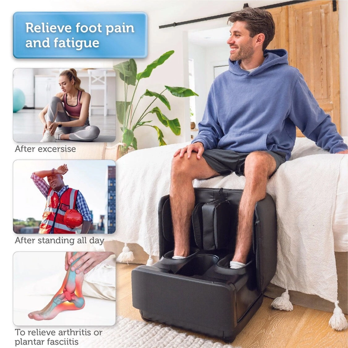 CF-5001 - 2-in-1 Foot Massager Ottoman