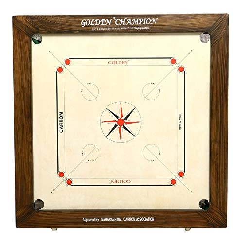 Golden Carrom Board - 12mm Champion with Coins Striker & Cover