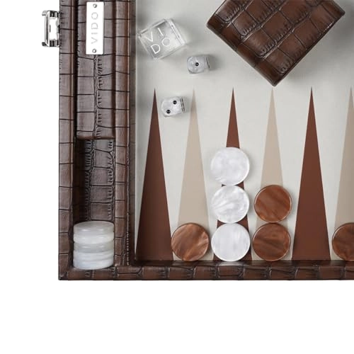 Backgammon Set - 15 inch Teal Green Alligator Vegan Leather