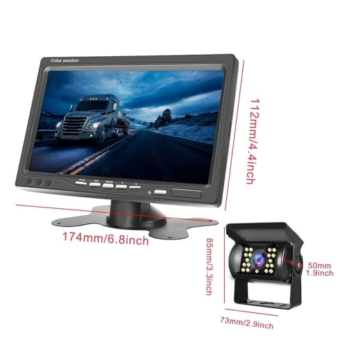 Monitor - 7" HD 800 x 480 + Rear View Camera - 8LED Night Vision