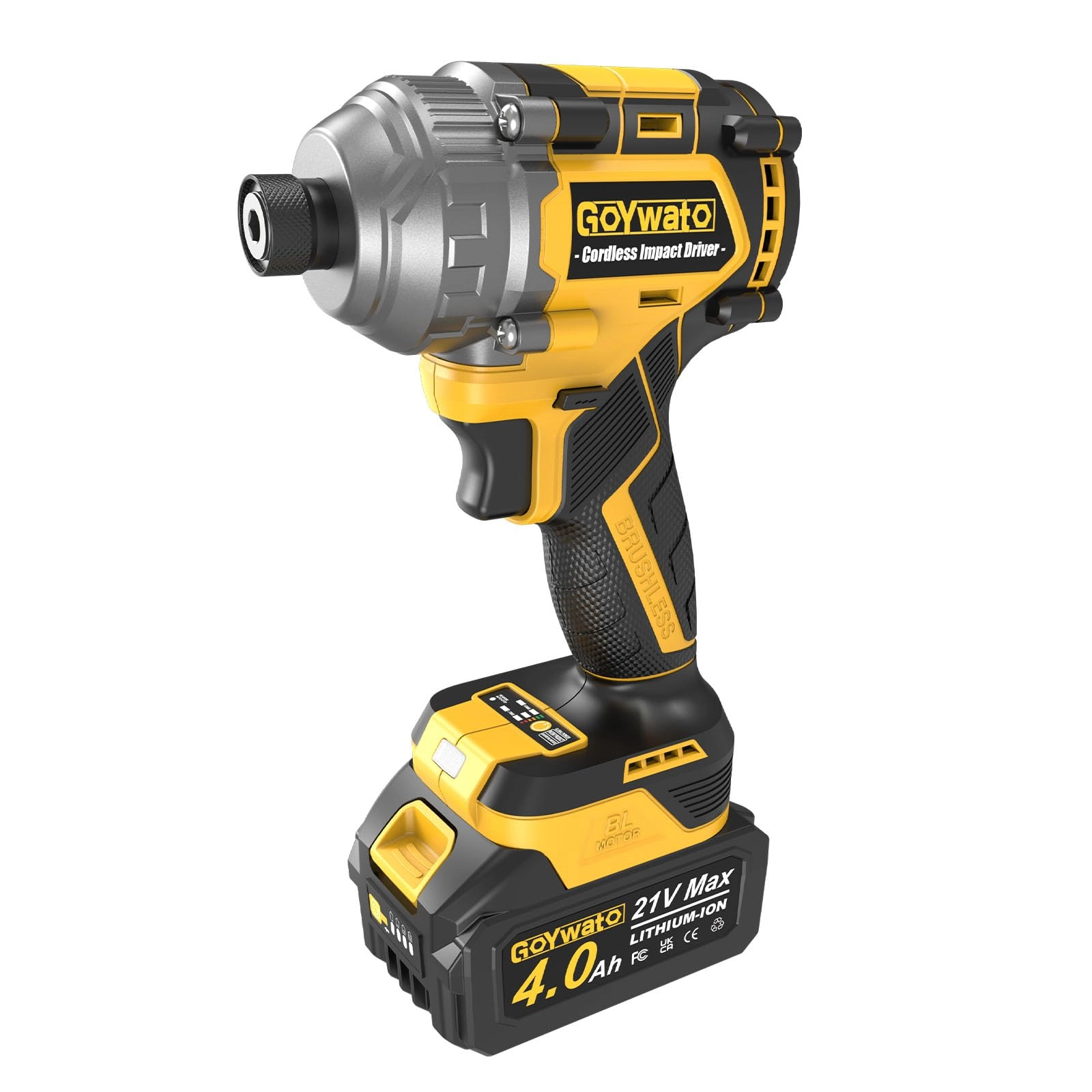 GoYwato Impact Driver - 2655In-lbs (300N·m) 1/4" Hex Chuck Cordless