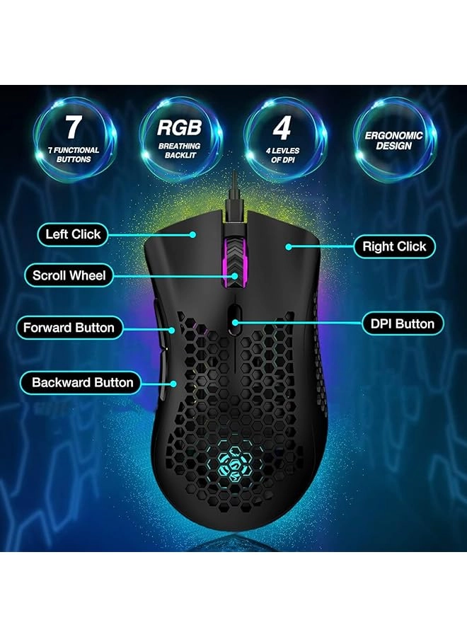 Ergonomic RGB Wireless Gaming Mouse - Wireless