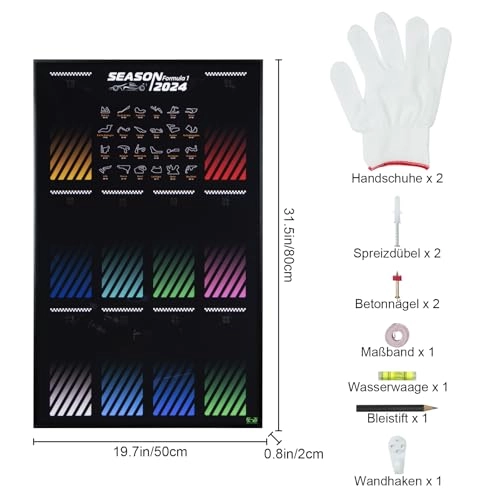 Display Wallboard for Lego Speed Champions Ultimate Formula 1 Collector's Pack - Wall Mount 50 x 3.5 x 80 cm