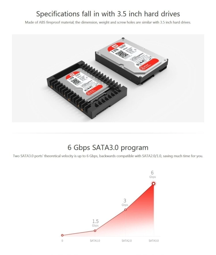 2.5 to 3.5 Drive Adapter - SATA III 2.5 inch Pack
