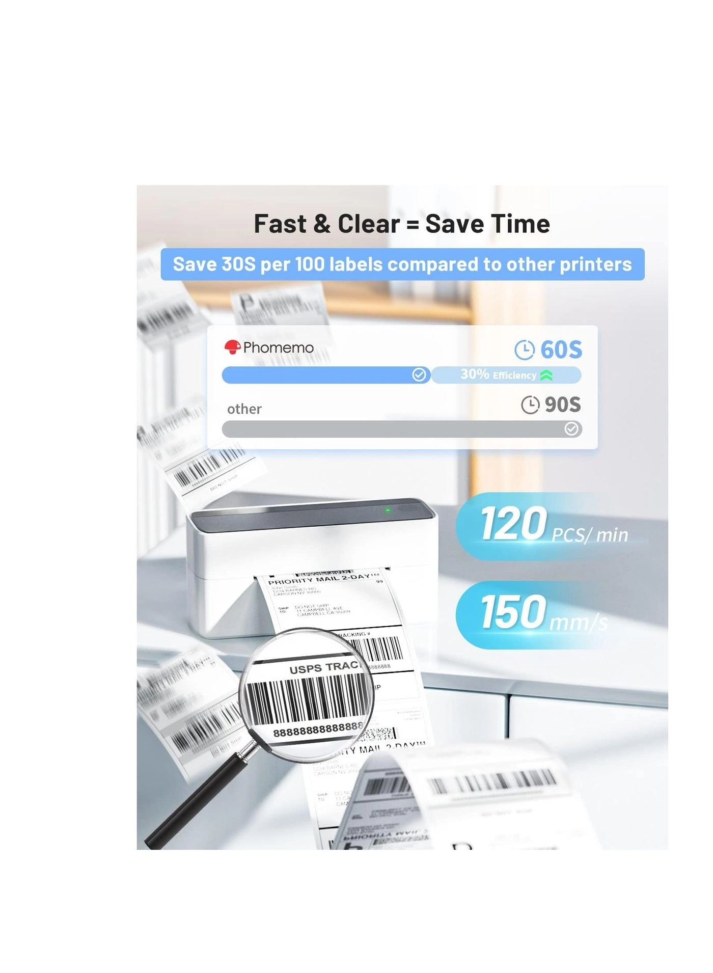 Bluetooth Thermal Shipping Label Printer - 4x6