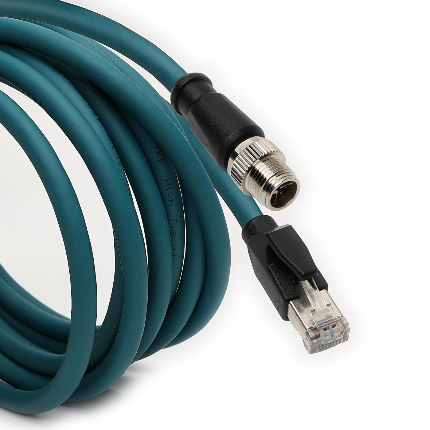 M12 X-Coded 8 Pin to RJ45 Cat 7e Shielded Cable - 2M
