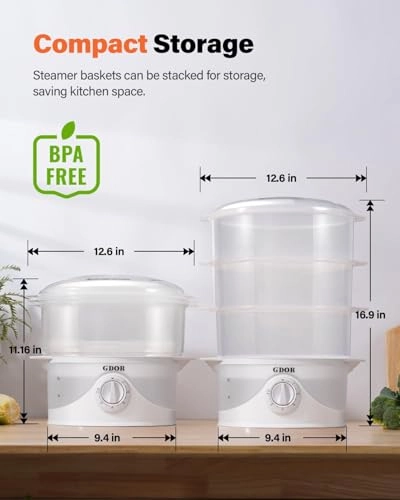 3 Tier Electric Food Steamer - 9.6 Quarts