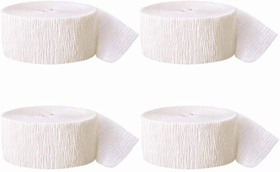 Party Time Trading LLC Crepe Paper Streamer - 4 Rolls Wedding Valentines Baby Shower Festival Birthday