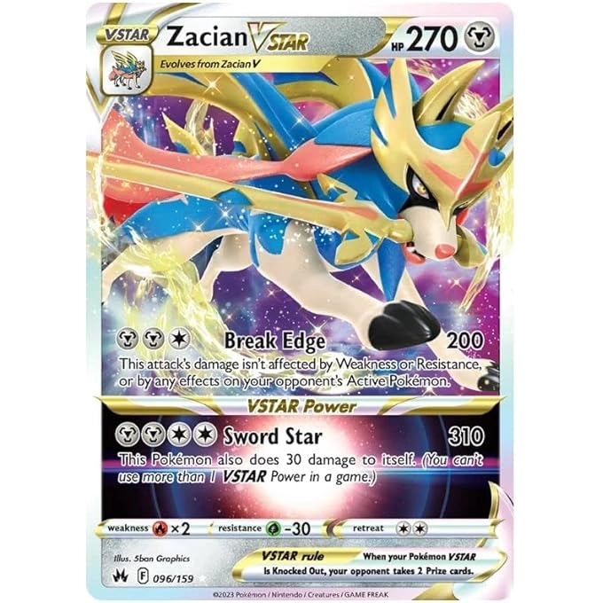 rayihni POKEMON ZACIAN VSTAR 096/159 (SWSH CROWN ZENITH) + TITANCARDS TOPLOADER - 1X