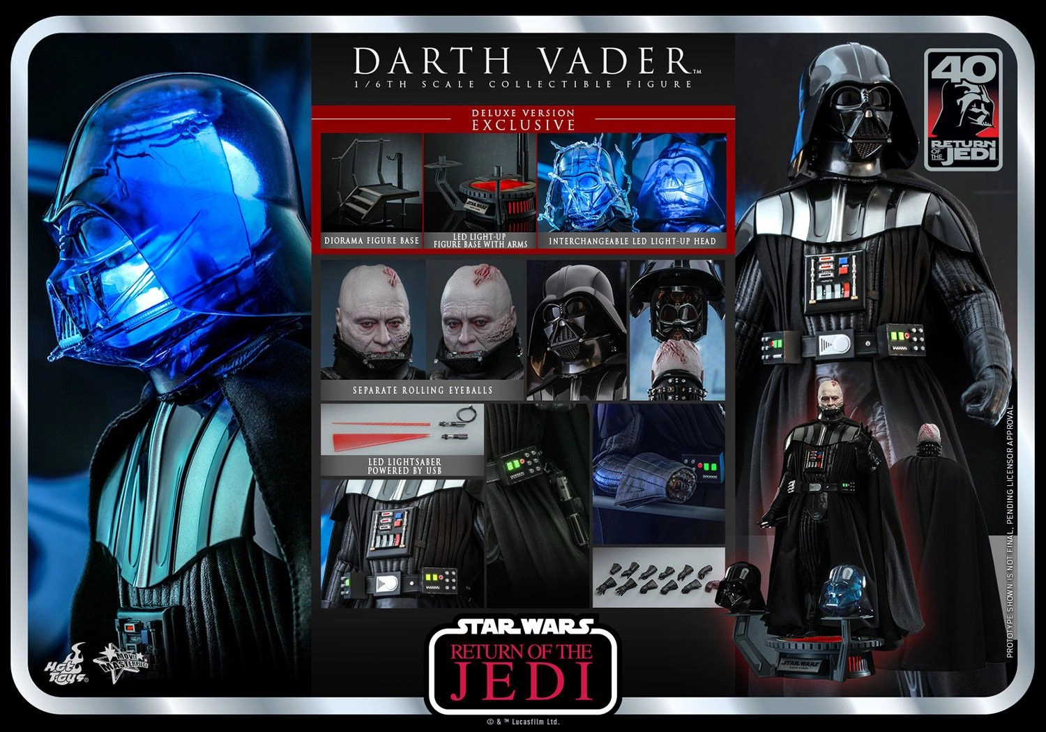 Darth Vader RETURN OF THE JEDI 40th Anniversary (Deluxe Edition) Action Figure - Sixth Scale