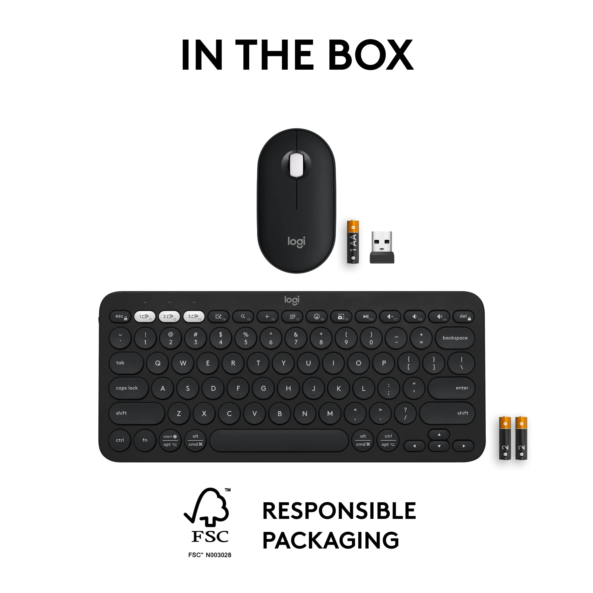 Pebble 2 Combo - QWERTY Battery Powered, Linux, Mac, Optical, PC