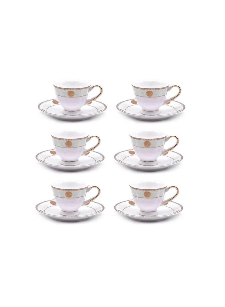 Auratic Bone China Tea Cup & Saucer Set - 12 pcs