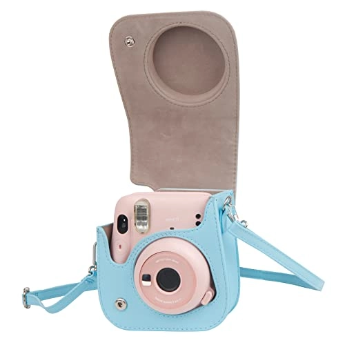 Mini Photo Album - 256 Pockets + Instant Camera Case - Blue