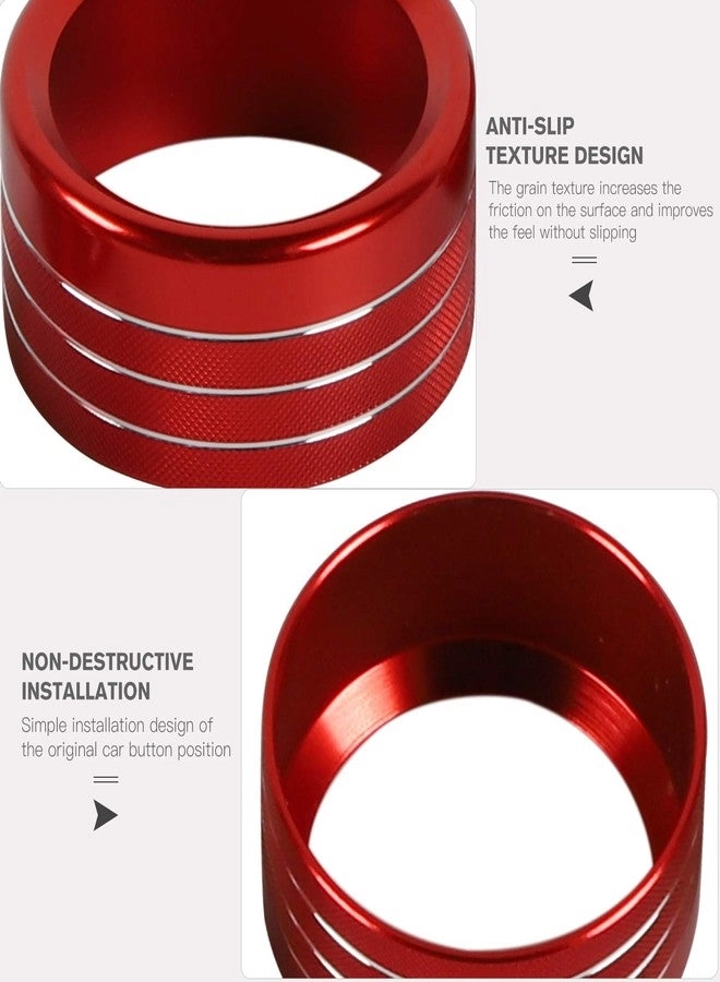 Center Console Knob Cover - Aluminum 5pcs Red 2018-2025+