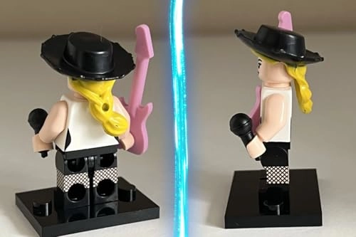 Superstar Minifigure - Blue Dress and Red Electric Guitar Set