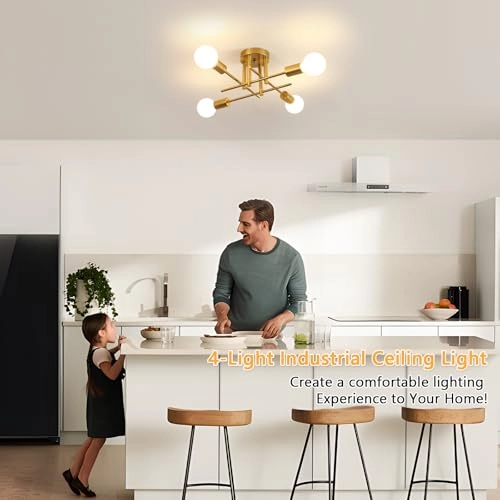 Sputnik Chandelier - 4 Light E27 Gold