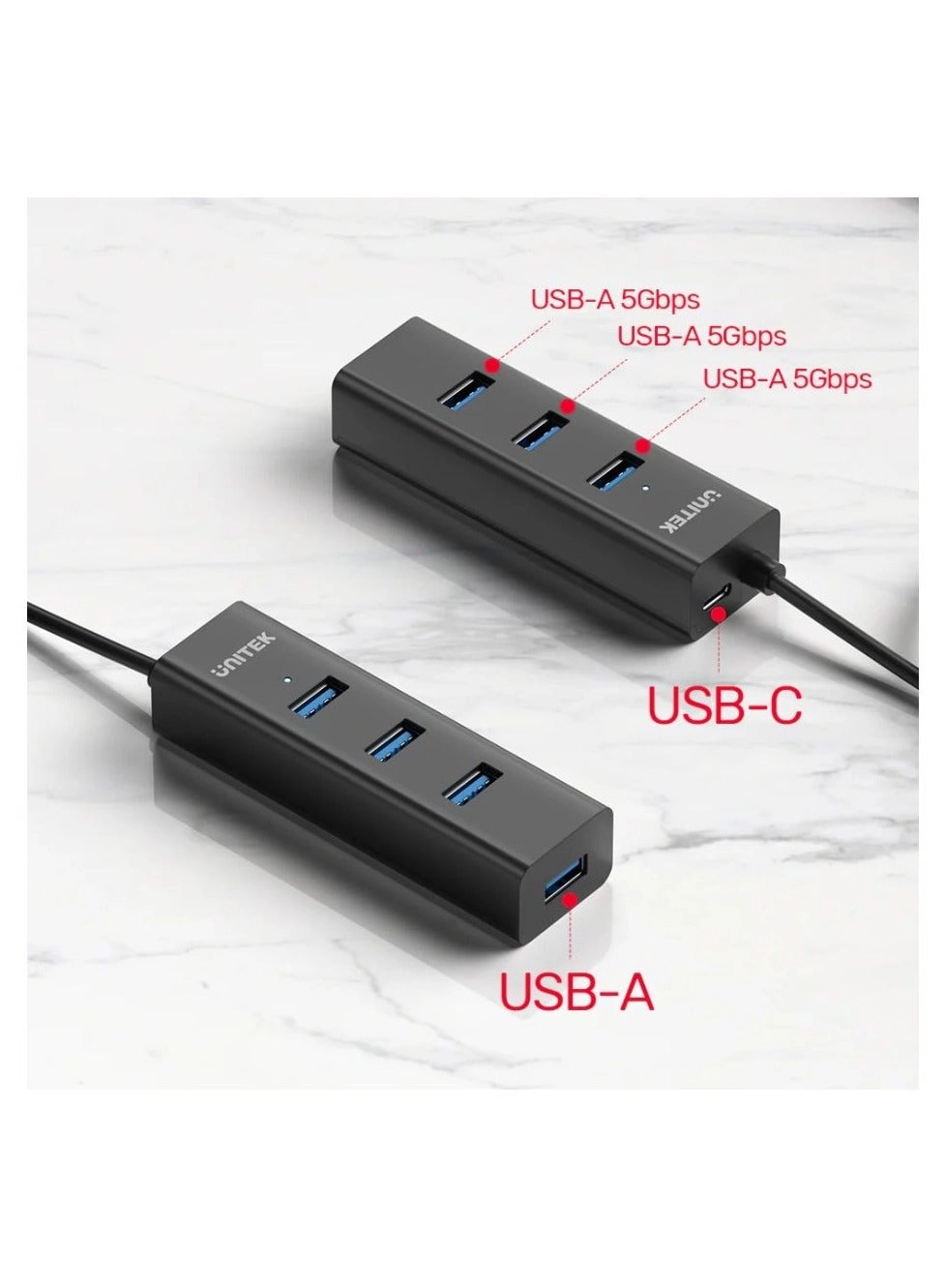 4-in-1 USB-A Hub - 5Gbps 1.2 m cable