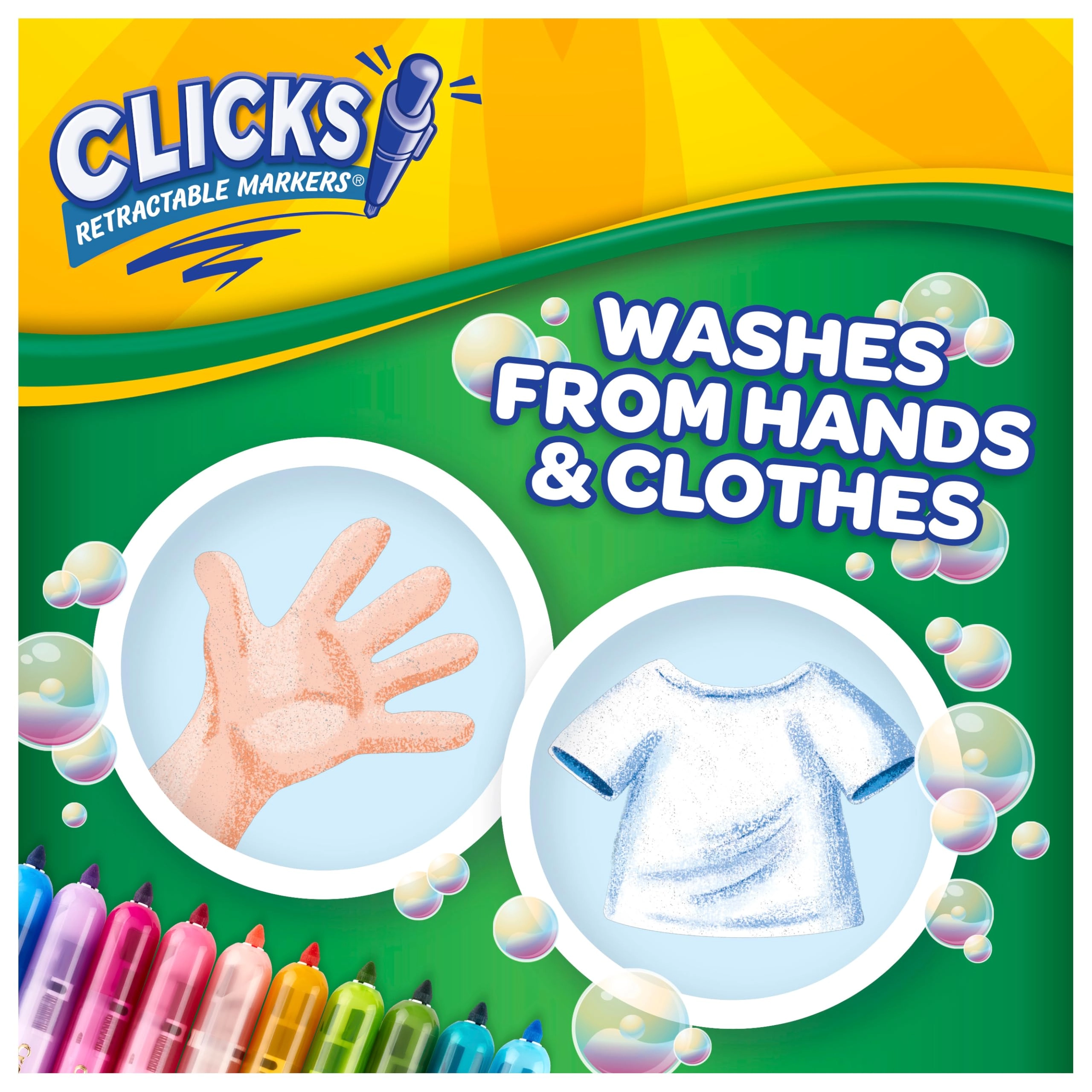 Clicks Retractable Markers - 10 different shades conical tips
