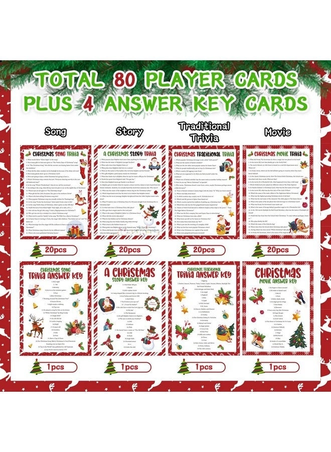 Christmas Trivia Game Cards - 5 years and up 84Pcs